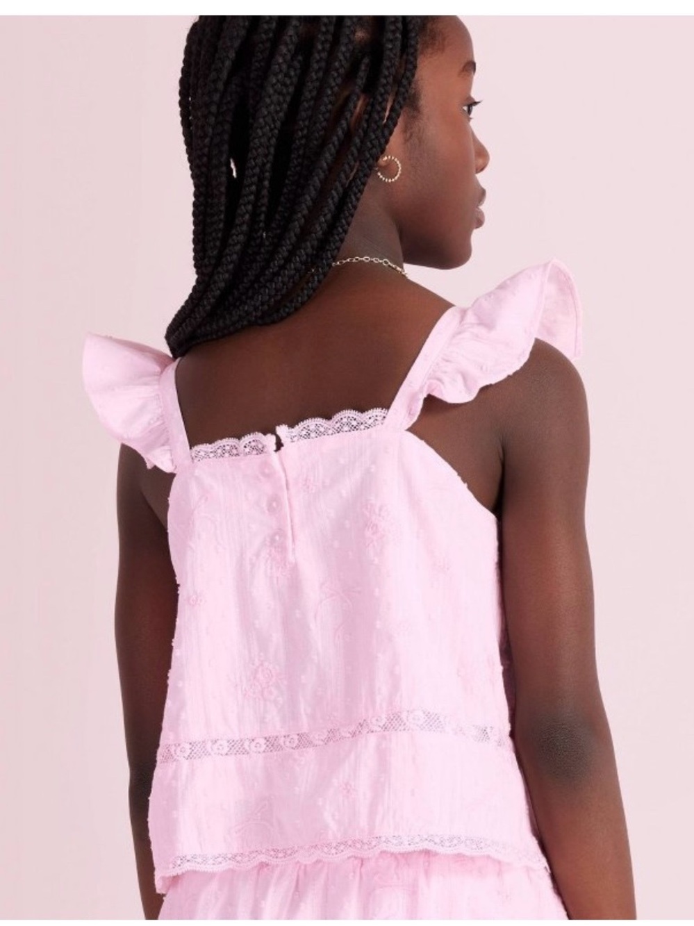 Pink Ruffle-Trim Sleeveless Top - Picture 2 of 5